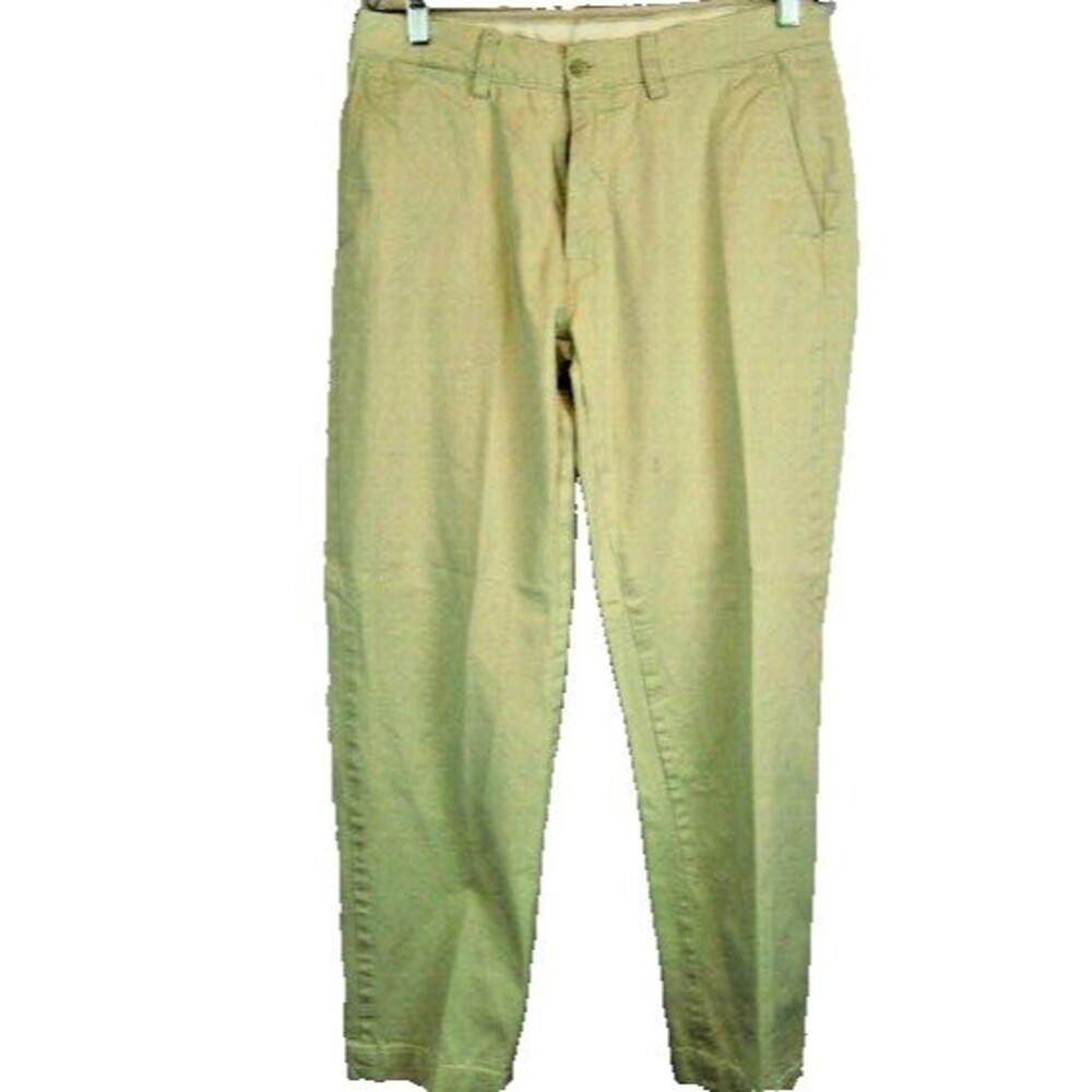 Mens Polo Ralph Lauren Tan Cotton Flat Front Chino Casual Slacks Pants sz 32x32
